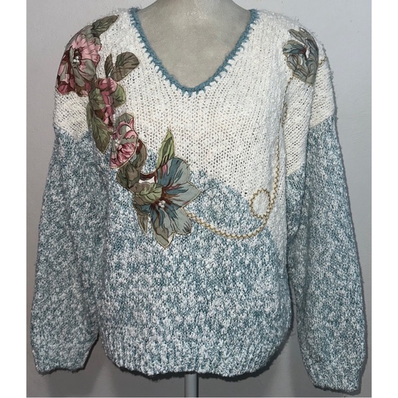 Vintage Beaded Floral Appliqué Sweater - Picture 8 of 10